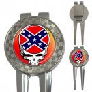 Grateful Dead Dixie Skull High Quality Metal Chrome 3-in-1 Golf Divot