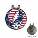 Grateful Dead Skull American Flag High Quality Metal Chrome Golf Ball Hat Clip