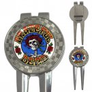 Grateful Dead Skull With Roses High Quality Metal Chrome 3-in-1 Golf Divot