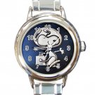 Snoopy Astronaut Ladies Round Italian Charm Watch
