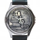 Snoopy & Charlie Brown Vintage 5 cents Coin Unisex Round Metal Watch-Leather Band