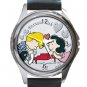 Peanuts 20th Anniversary $2 Coin Linus & Lucy Unisex Round Metal Watch-Leather Band