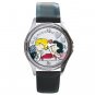 Peanuts 20th Anniversary $2 Coin Linus & Lucy Unisex Round Metal Watch-Leather Band