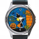 Peanuts Charlie Trick Or Treat Unisex Round Metal Watch-Leather Band