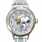 woodstock & Snoopy 60th Anniversary $2 Coin Ladies Round Italian Charm Watch