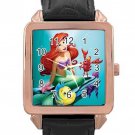 The Little Mermaid Rose Gold Leather Watch With Leather Band