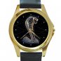 Ford Mustang Shelby Unisex Round Gold Metal Watch-Leather Band
