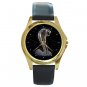 Ford Mustang Shelby Unisex Round Gold Metal Watch-Leather Band