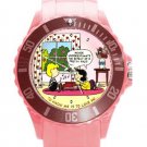 Peanuts Linus & Lucy Ladies Pink Round Plastic Sport Watch