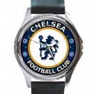 Chelsea Football Club Unisex Round Metal Watch-Leather Band