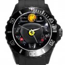 Ferrari Car Steering Wheel Black Round Plastic Sport Watch