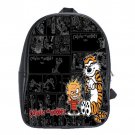 Calvin And Hobbes Cartoon School Leather Backpacks Notebook Bags