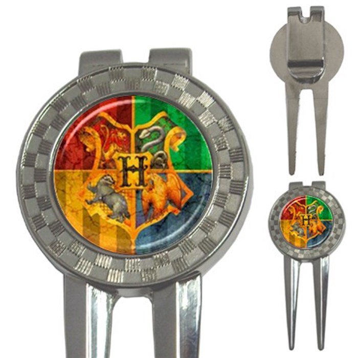 Harry Potter Hogwart Crests High Quality Metal Chrome 3in1 Golf Divot