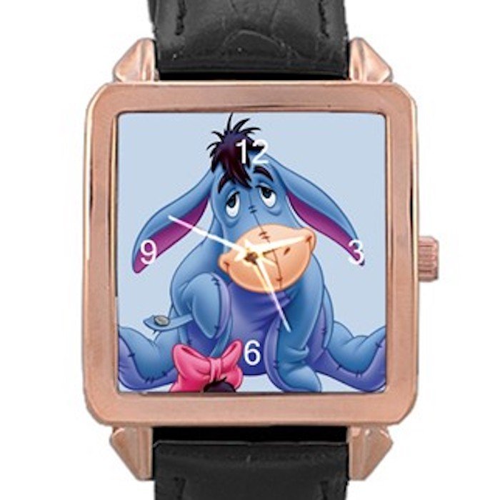 Winnie The Pooh Eeyore Rose Gold Leather Watch With Leather Band