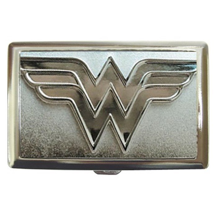 Wonder Woman Logo High Quality Silver Chrome Cigarette Money/ Credit Card Case