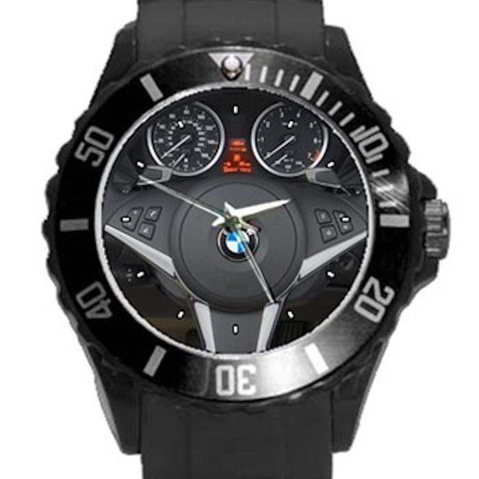 2008 BMW 6 Black Round Plastic Sport Watch