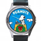 Snoopy Typing On Christmas Day Unisex Round Silver Metal Watch