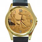 Elvis Presley Jailhouse Rock Unisex Round Gold Metal Watch-Leather Band