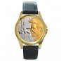 Elvis Presley Silver & Gold Jailhouse Rock Unisex Round Gold Metal Watch-Leather Band