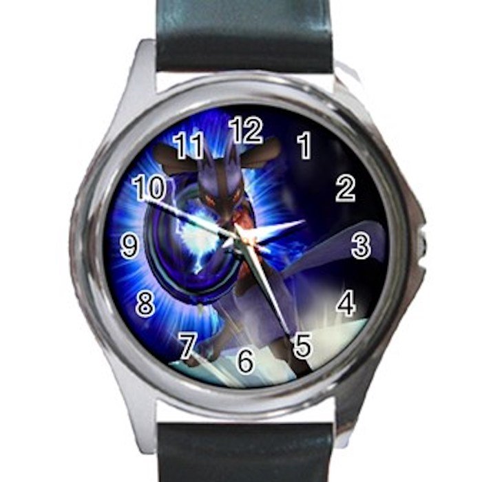 Pokemon Lucario Unisex Round Silver Metal Watch