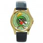 Funny Marvin The Martian Unisex Round Gold Metal Watch-Leather Band