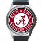 Alabama Crimson Tide Football Unisex Round Silver Metal Watch
