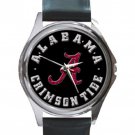 Alabama Crimson Tide Football Black Unisex Round Silver Metal Watch