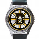 Boston Bruins Ice Hockey Team Unisex Round Silver Metal Watch