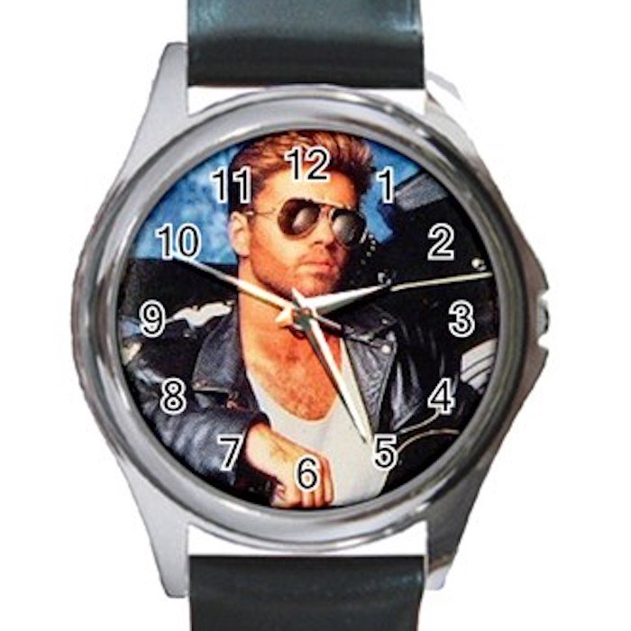 George Michael In Leather Jacket Unisex Round Silver Metal Watch