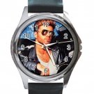 George Michael In Leather Jacket Unisex Round Silver Metal Watch