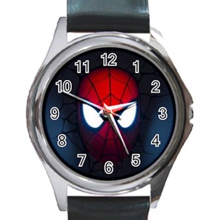 3D Spider-man Unisex Round Silver Metal Watch