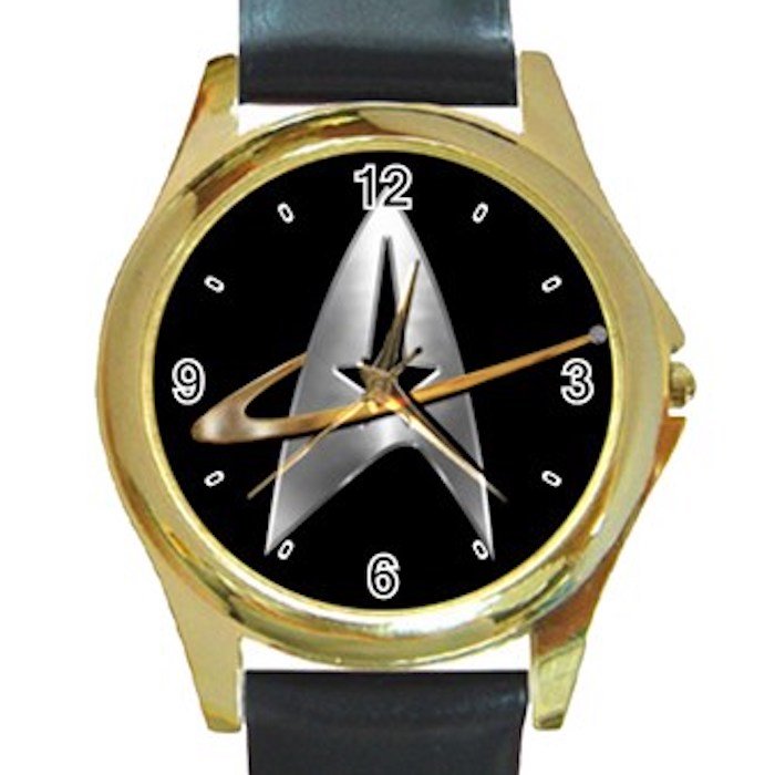 Star Trek Silver Logo Unisex Round Gold Metal Watch