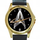 Star Trek Silver Logo Unisex Round Gold Metal Watch