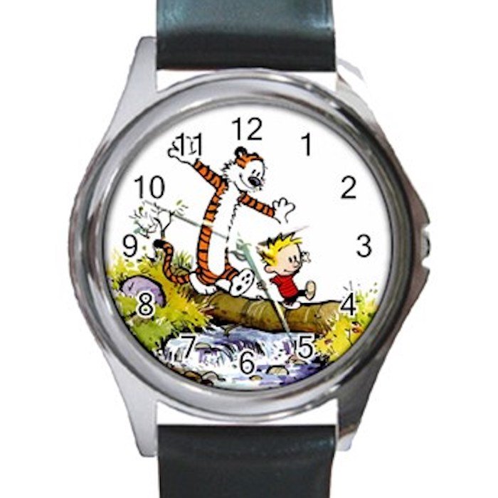 Calvin and Hobbes Unisex Round Silver Metal Watch