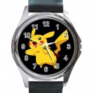Cute Smiling Pokemon Pikachu Unisex Round Silver Metal Watch
