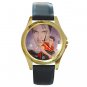 Nice Elvis Presley Portrait Unisex Round Gold Metal Watch