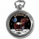 NASA APOLLO 11 FIRST MEN ON THE MOON Round Silver Metal Key Chain Watch