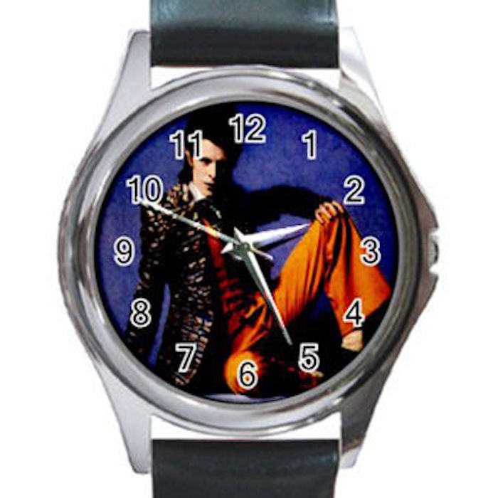 VINTAGE 1980'S DAVID BOWIE Unisex Round Silver Metal Watch