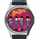 BEATLES CARTOONS JOHN PAUL GEORGE RINGO Unisex Round Silver Metal Watch