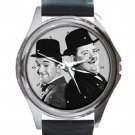 HOT LAUREL AND HARDY Unisex Round Silver Metal Watch