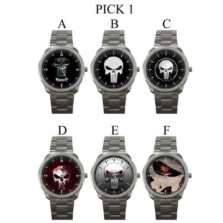 The Punisher Skull Logo Comic Film Sport Metal Watch-CHOOSE 1