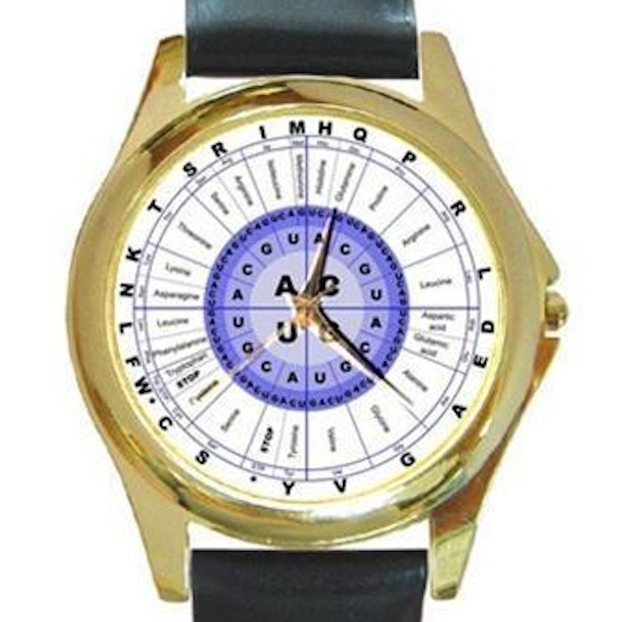 GENETIC CODE RNA SCIENCE Unisex Round Gold Metal Watch