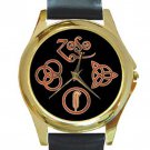 Led Zeppelin Symbols Unisex Round Gold Metal Watch
