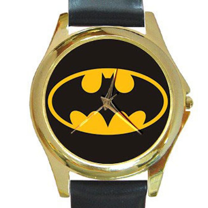 Batman Shield Unisex Round Gold Metal Watch
