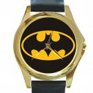 Batman Shield Unisex Round Gold Metal Watch