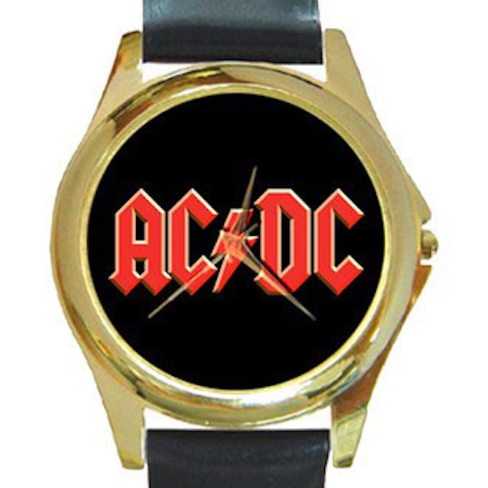 AC/DC Unisex Round Gold Metal Watch