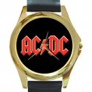 AC/DC Unisex Round Gold Metal Watch