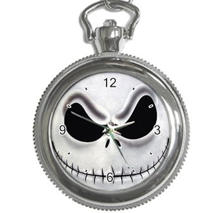 Jack Skellington Nightmare Before Christmas Round Silver Metal Key Chain Watch