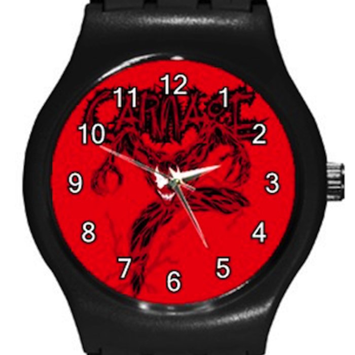 Marvel Comics Carnage Supervillain Black Round Plastic Sport Watch Medium Size