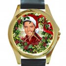 Elvis Presley Santa Clause Unisex Round Gold Metal Watch